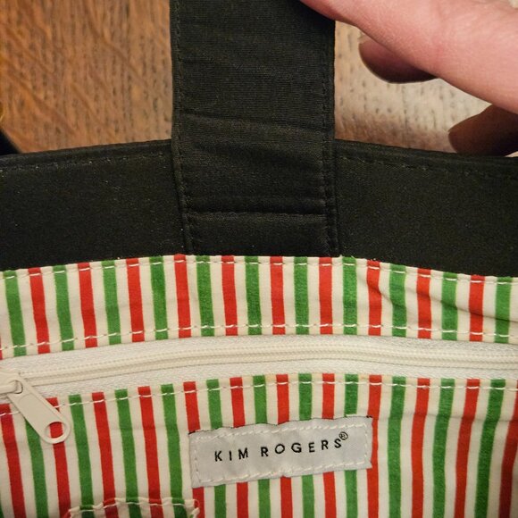 Kim Rogers Holiday Beaded Snowflake Top Handled Bag With Candy Stripe Interior - Picture 4 of 6